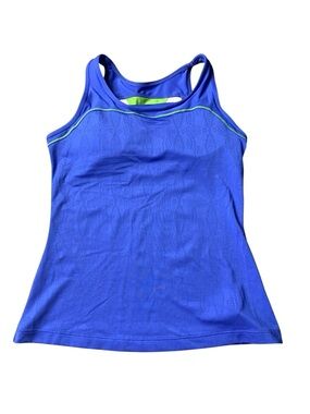Athletic Works Blue & Lime Perforated Tank Top with Built-in Bra - Size M